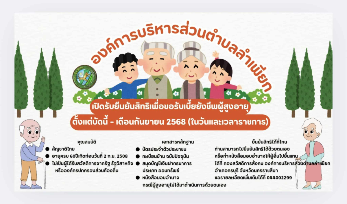ประชาสัมพันธ์โครงการเบี้ยยังชีพผู้สูงอายุ ปีงบประมาณ 2568